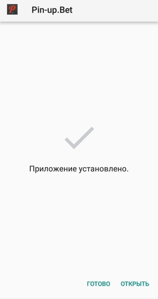 завершение установки Pinco на Android приложение Pinco